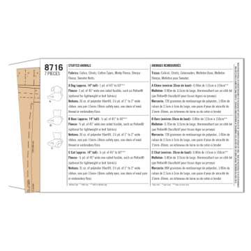 Simplicity 8716 Animals Stuffed Bear, Cat, and Dog Sewing Patterns by Elaine Heigl Designs, One Size...