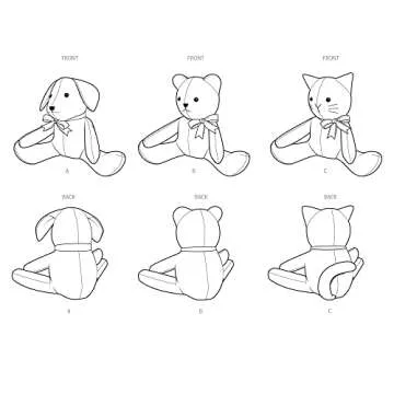 Simplicity 8716 Animals Stuffed Bear, Cat, and Dog Sewing Patterns by Elaine Heigl Designs, One Size Only