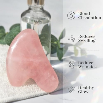 BAIMEI Rose Quartz Gua Sha Facial Tool for Skincare