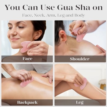 BAIMEI Rose Quartz Gua Sha Facial Tool for Skincare