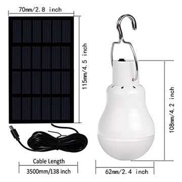 FLRONGSUN Solar Light Bulb Portable 350LM For Camping