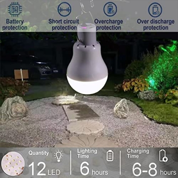 FLRONGSUN Solar Light Bulb Portable 350LM For Camping