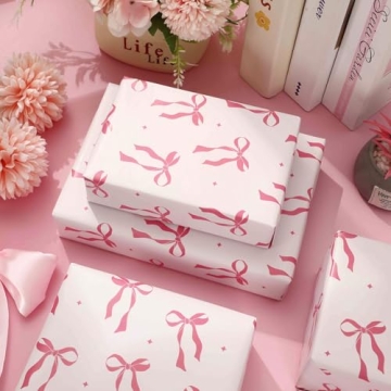 Cute Pink Bow Wrapping Paper for All Occasions