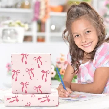Cute Pink Bow Wrapping Paper for All Occasions