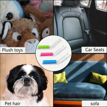 Quaocens 3-Pack of Reusable Lint Rollers, 3 Colors Foldable Mini Lint Roller, Small and Portable to Easily Remove Lint Hair Dust and Pet Hair(Blue, Green, Pink)