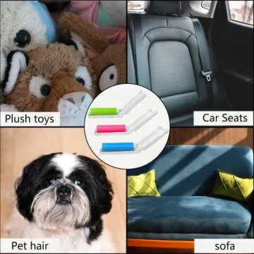 Quaocens 3-Pack of Reusable Lint Rollers, 3 Colors Foldable Mini Lint Roller, Small and Portable to Easily Remove Lint Hair Dust and Pet Hair(Blue, Green, Pink)