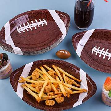 Durony 50 Pieces Football Paper Plates for Parties
