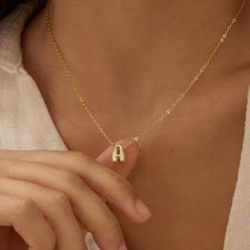 CUEZIY Bubble Letter Necklace - Personalized Gold Charm Jewelry