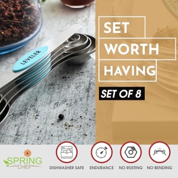 Magnetic Measuring Spoons Set of 8 - Perfect for Any Chef
