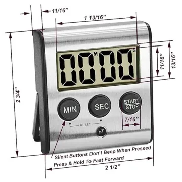 Elegant Digital Kitchen Timer with Loud Alarm and Large Display