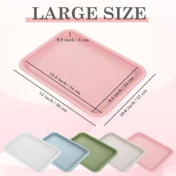 Uiifan 20 Pcs Thicken Plastic Fast Food Serving Tray Bulk Cafeteria Food Trays Rectangular Serving T...