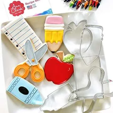 Back to School and Teacher Appreciation Cookie Cutters 5-Pc. Set Made in USA by Ann Clark, Apple, Pe...