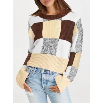 Saodimallsu Womens Trendy Checkered Cropped Sweater