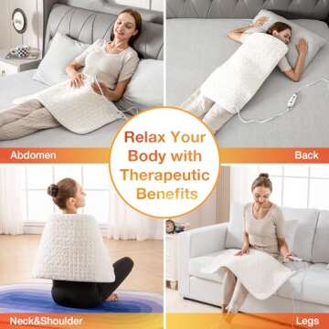 Woomer Faux Fur Electric Heating Pad for Back Pain Relief, Extra Large 17” x 33”, Extended Coverage from Neck to Hip, Two-Sided, Moist Mode, ETL Certified, 6 Adjustable Heats & 2H Auto-Off,White