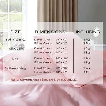 P Pothuiny 5 Pieces Satin Duvet Cover Full/Queen Size Set, Luxury Silky Like Blush Pink Duvet Cover ...