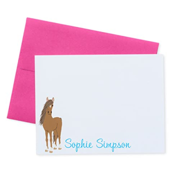 Personalized Horse Stationery for Girls - Unique Horse Note Cards with Custom Options for Kids