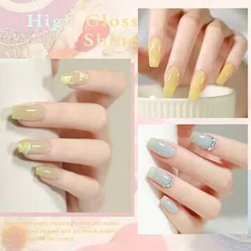 OPUIU 24 Jelly Gel Nail Polish Kit Pastel Nude Pink Translucent Gel Polish Set with Base Top Matte T...