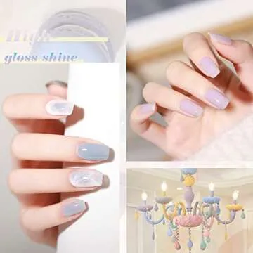 OPUIU 24 Jelly Gel Nail Polish Kit Pastel Nude Pink Translucent Gel Polish Set with Base Top Matte Top Coat Gift for Women Girls