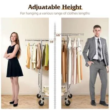 Raybee Clothes Rack,Clothing Rack 630 LBS Heavy Duty Clothes Rack with Wheels Clothing Racks for Hanging Clothes Rolling Clothes Rack Adjustable & Commercial Garment Rack 22" D x 75" W x 68" H