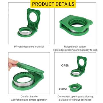 CHICHAUS Uncrustable Sandwich Maker,Sandwiches Pocket Circle Shape 3.7Inch Sandwich Cutter and Sealer,Sandwich Cutter for Kids Breakfast and lunchboxes (Green)