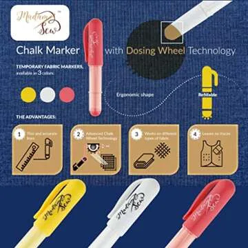 Madam Sew Refillable Fabric Chalk Markers | Precision Tailors Chalk for Sewing & Quilting
