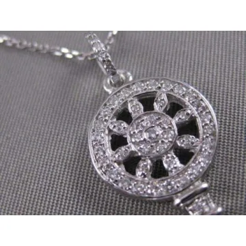 Stunning 14K White Gold Heart Key Pendant with Diamonds