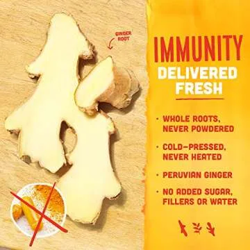 Vive Organic Immune Support Ginger Shot, Cold-Pressed Ginger Root & Organic Juice, Gluten Free, Vegan, Immunity Booster 2 Fl Oz (Pack of 12)