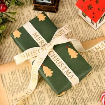 Elegant 10 Yard Glitter Christmas Cotton Ribbon for Crafts