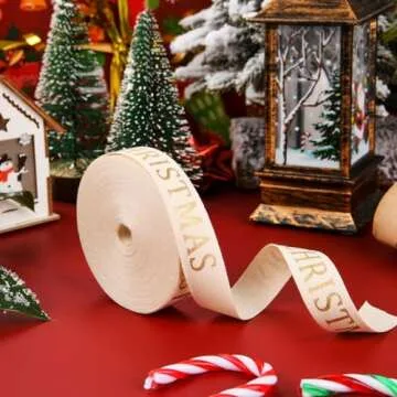 Elegant 10 Yard Glitter Christmas Cotton Ribbon for Crafts