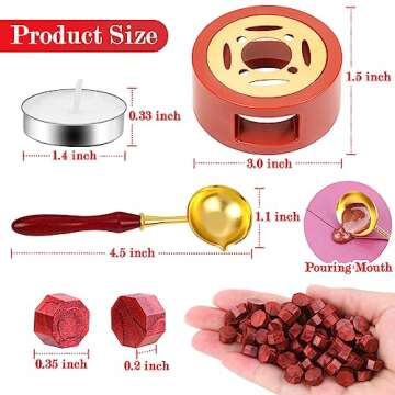 Red Wax for Letters Stamp Seals, Paxcoo 312pcs Stamp Wax Kit with Red Wax Seal Beads, Wax Seal Warmer, Wax Spoon and Tealight Candles for Wax Envelopes Mail and Wedding Invitations