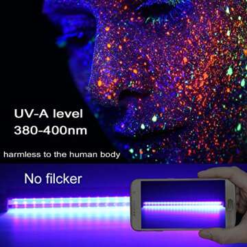 GREENIC Led Black Light Bar, 10W 1ft USB UV Blacklight Tube, Glow in The Dark Party Supplies for Halloween Decorations, Room, Body Paint, Poster, Urine Detection, 2 Pack