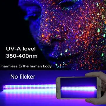 GREENIC Led Black Light Bar, 10W 1ft USB UV Blacklight Tube, Glow in The Dark Party Supplies for Halloween Decorations, Room, Body Paint, Poster, Urine Detection, 2 Pack