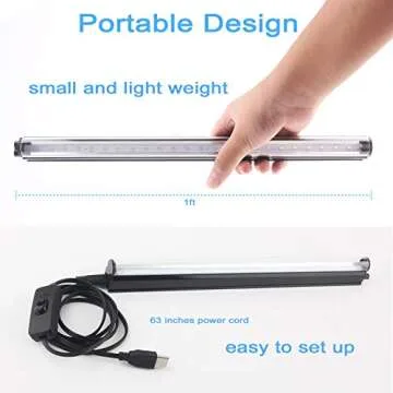 GREENIC Led Black Light Bar, 10W 1ft USB UV Blacklight Tube, Glow in The Dark Party Supplies for Halloween Decorations, Room, Body Paint, Poster, Urine Detection, 2 Pack