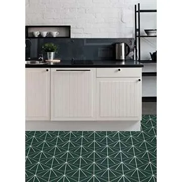 FloorPops FP3926 Beryl Peel & Stick Floor Tiles, Green
