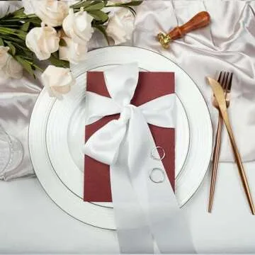 DINDOSAL White 2 Inch Double Face Satin Ribbon - 25Yards (75 Feet) - Wedding, Bridal Shower - White - Polyester - Classic - Celebratory Events