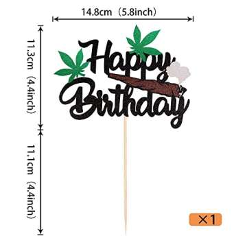 1 Pack Happy Birthday Cake Topper Glitter 420 Birthday Theme Cake Pick Pot Weed Leaves Cake Decorati...