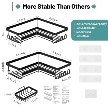 StorageRight Corner Shower Caddy Set with Adhesive Organizers