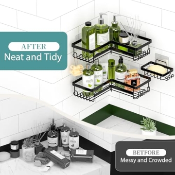 StorageRight Corner Shower Caddy Set with Adhesive Organizers