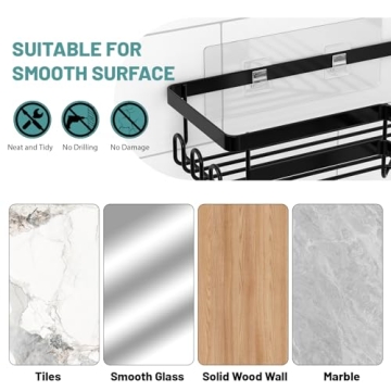 StorageRight Corner Shower Caddy Set with Adhesive Organizers