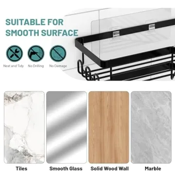 StorageRight Corner Shower Caddy Set with Adhesive Organizers