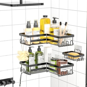 StorageRight Corner Shower Caddy Set with Adhesive Organizers