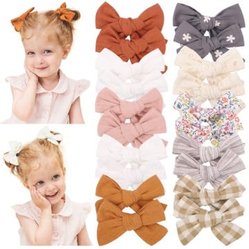 dobo 20PCS 3.6 Inches Baby Girls Linen Hair Bows Clips 10 Colors Fully Lined Hair Barrettes Accessor...