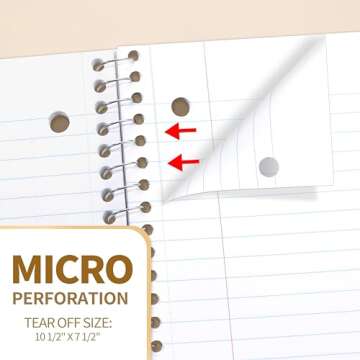 SUNEE Spiral Notebooks College Ruled, 1-Subject, 4 Pack, 8 x 10-1/2 inch, 70 Sheets per Notebook,3-Hole Punched Paper,Green,Grey,Beige,Red Spiral Lined Notebooks for Work, Home&School,Writing Journal