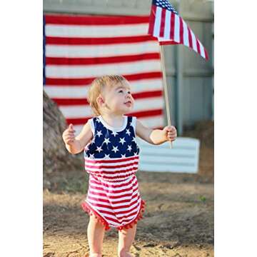 Qin.Orianna Toddler American Flag Romper & Headband