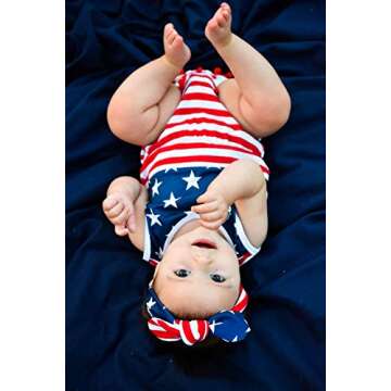 Qin.Orianna Toddler American Flag Romper & Headband