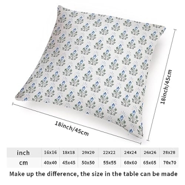 MangGou Blue Lotus Flower Pillow Cover Blue and White Flower Throw Pillow Floral Pillow High End Pillow Accent Pillows for Sofa Couch Chair 18in Birthday Gift
