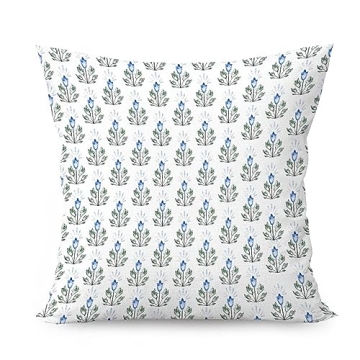 MangGou Blue Lotus Flower Pillow Cover Blue and White Flower Throw Pillow Floral Pillow High End Pillow Accent Pillows for Sofa Couch Chair 18in Birthday Gift