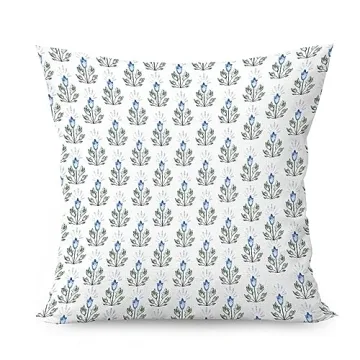 MangGou Blue Lotus Flower Pillow Cover Blue and White Flower Throw Pillow Floral Pillow High End Pillow Accent Pillows for Sofa Couch Chair 18in Birthday Gift
