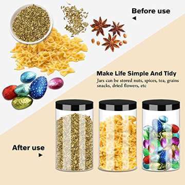 SLifeJars Clear Plastic Jars 32oz 12Pack Big Round PET Plastic Containers with Black Screw On Lids Reusable Empty Storage Jars with Lid Clear Containers for Household and Kitchen Organizing