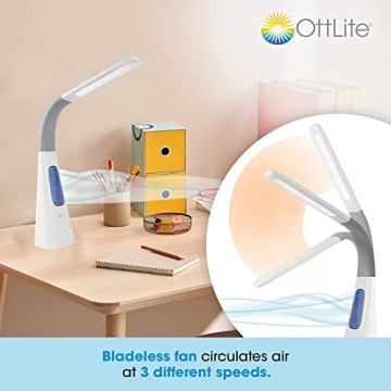 OttLite LED Lamp with Bladeless Fan - Bright & Versatile